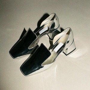 Suzanne Rae silver dD'orsay block heels size 41